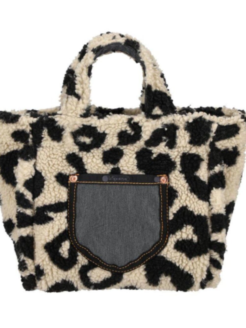 LeSportsac Sherpa Leopard Print Mini Tote Denim Bag NWT Limited Edition